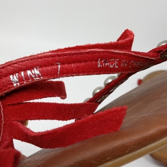 Jeffery Campbell Wink Red Suede Fringe Studded sandals, Women's Size 7. - Picture 13 of 13
